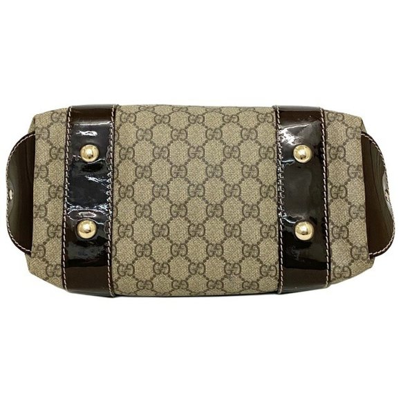 Gucci Tote Bag Beige Brown GG Supreme 203521 PVC Patent Leather GUCCI Handbag... - Picture 4 of 10